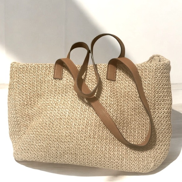 Woven Tote Bag CABANA BOY  WANTED” Black Embroidered Letters Pom Pom’s 14 x 11 - Picture 6 of 6